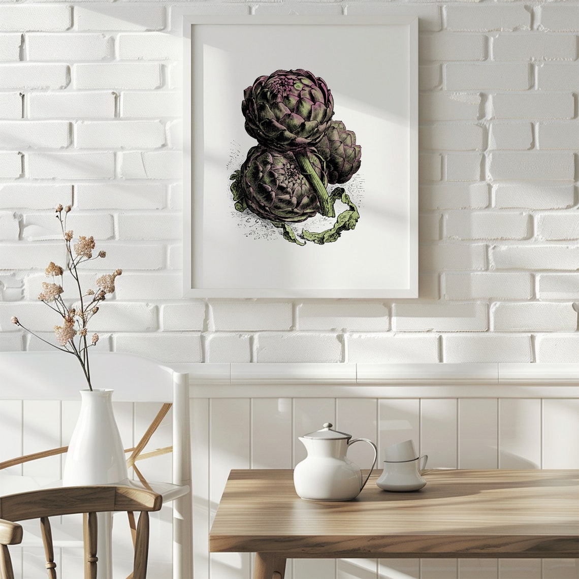 Artichoke Vintage Botanical Illustration Kitchen Vegetable Print - Image 2