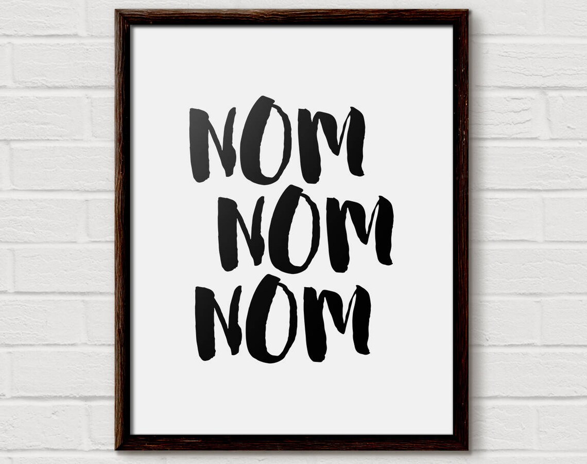 Nom Nom Nom Kitchen Art Print, Black And White