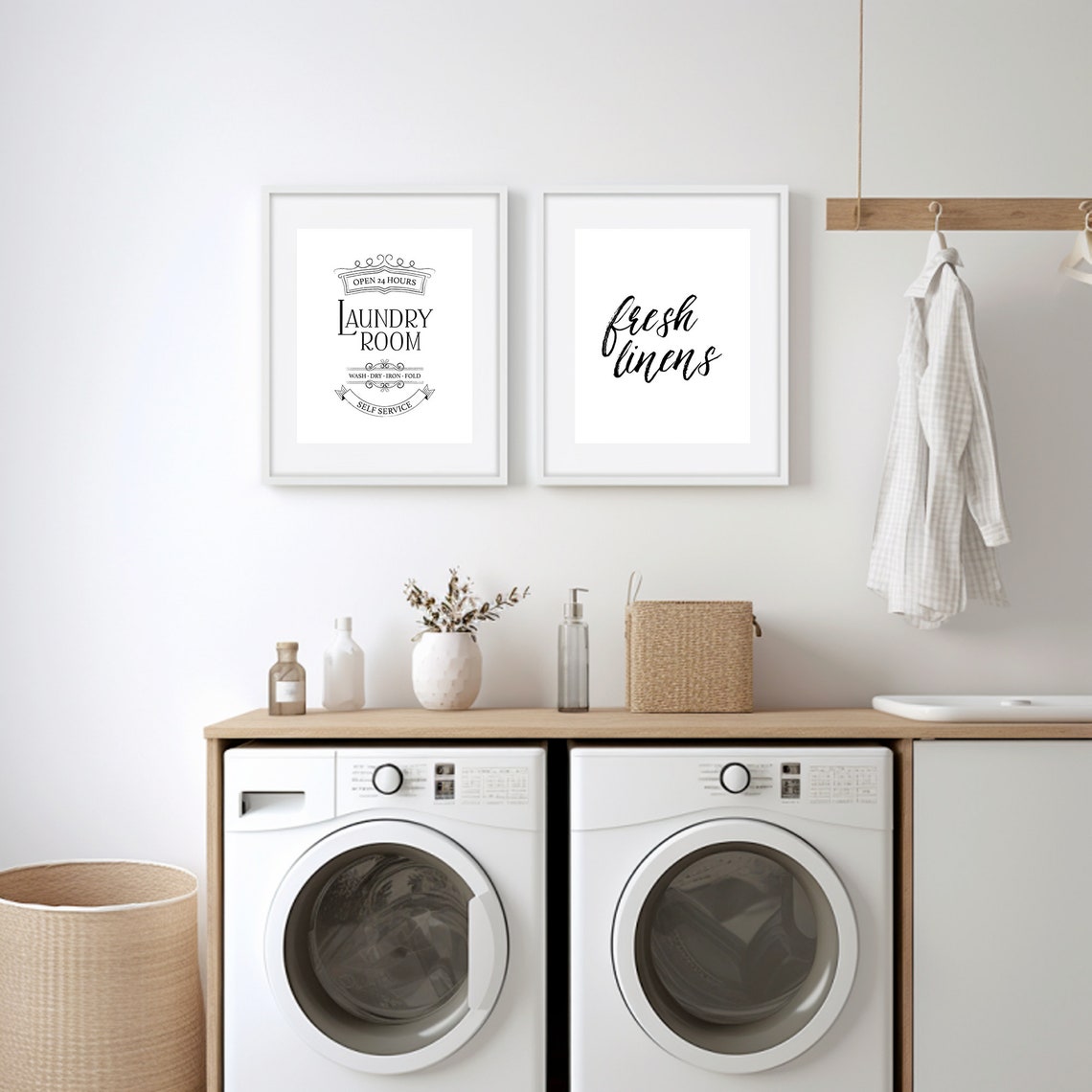 Open 24 Hours Laundry Room Vintage Wash Dry Iron Fold Sign Poster - Image 2