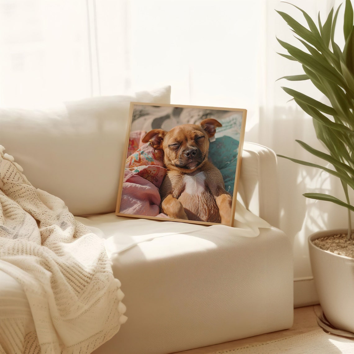 Sleeping Puppy Sunbathing Happy Brown Dog Napping Peaceful Poster - Image 3