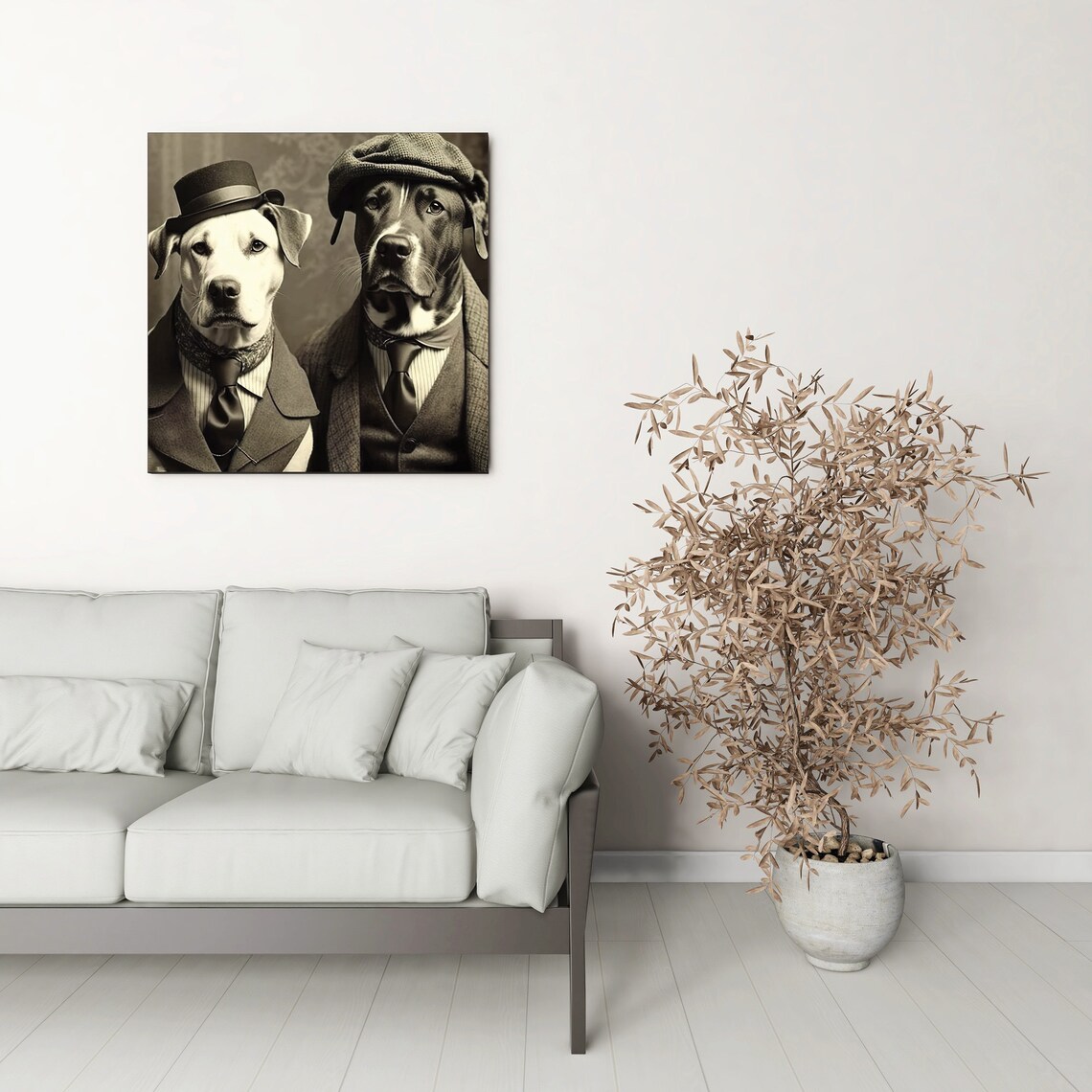 Vintage Gangster Dogs 1920s Suits Funny Black White Photo Poster - Image 2