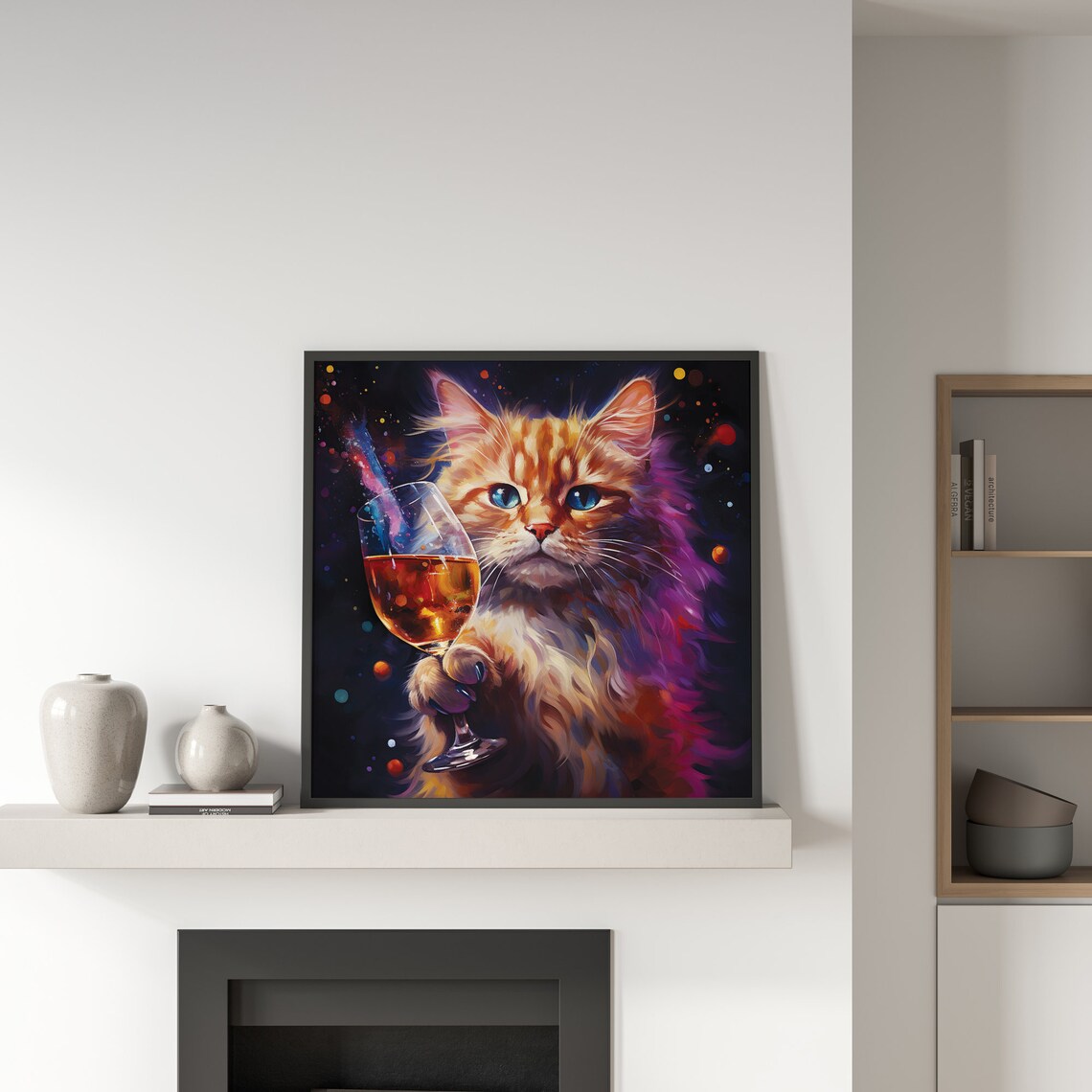 Fluffy Orange Cat Holding Wine Glass Funny Party Animal Poster - Image 4