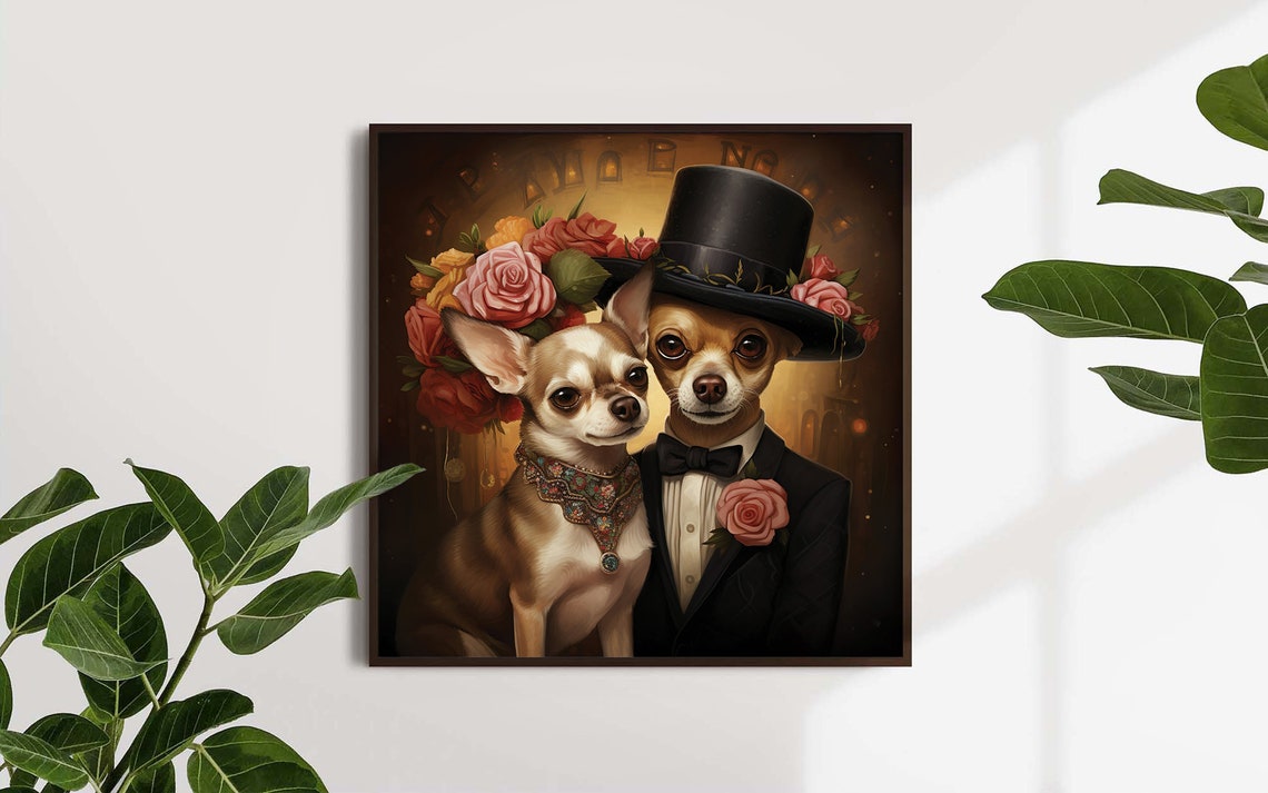 Chihuahua Couple Dog Wedding Couple Chihuahua Art Chihuahua Wedding Mr And Mrs Dogs Dog Lover Gift Poster Lovely Chihuahua Couples - Image 5