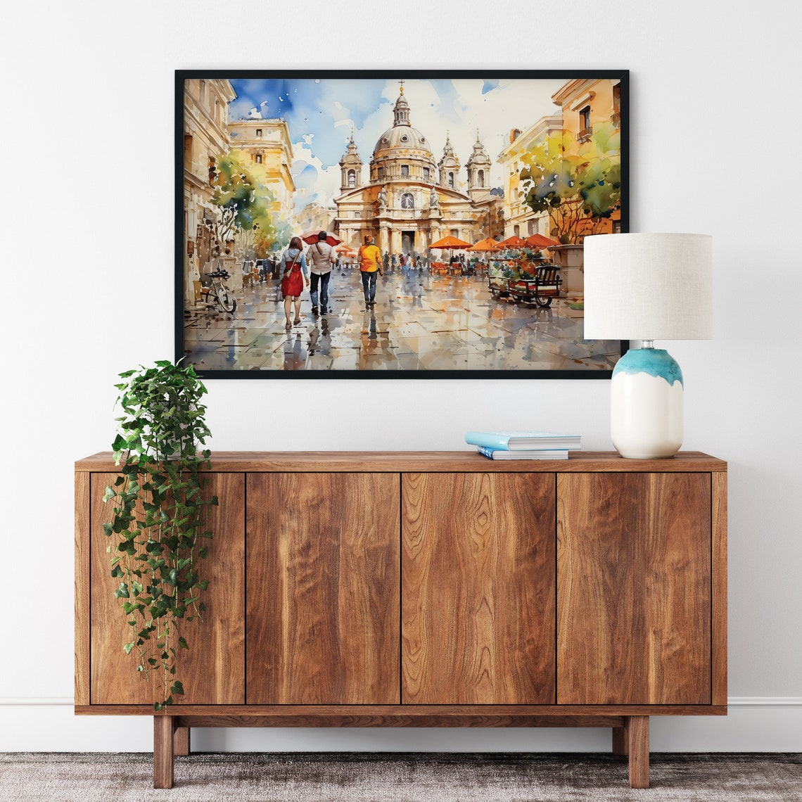 Rome City Watercolor Framed Poster Rome Street Watercolor Wall Art Rome Italy Watercolor Poster Streets Of Rome Framed Poster - Image 5