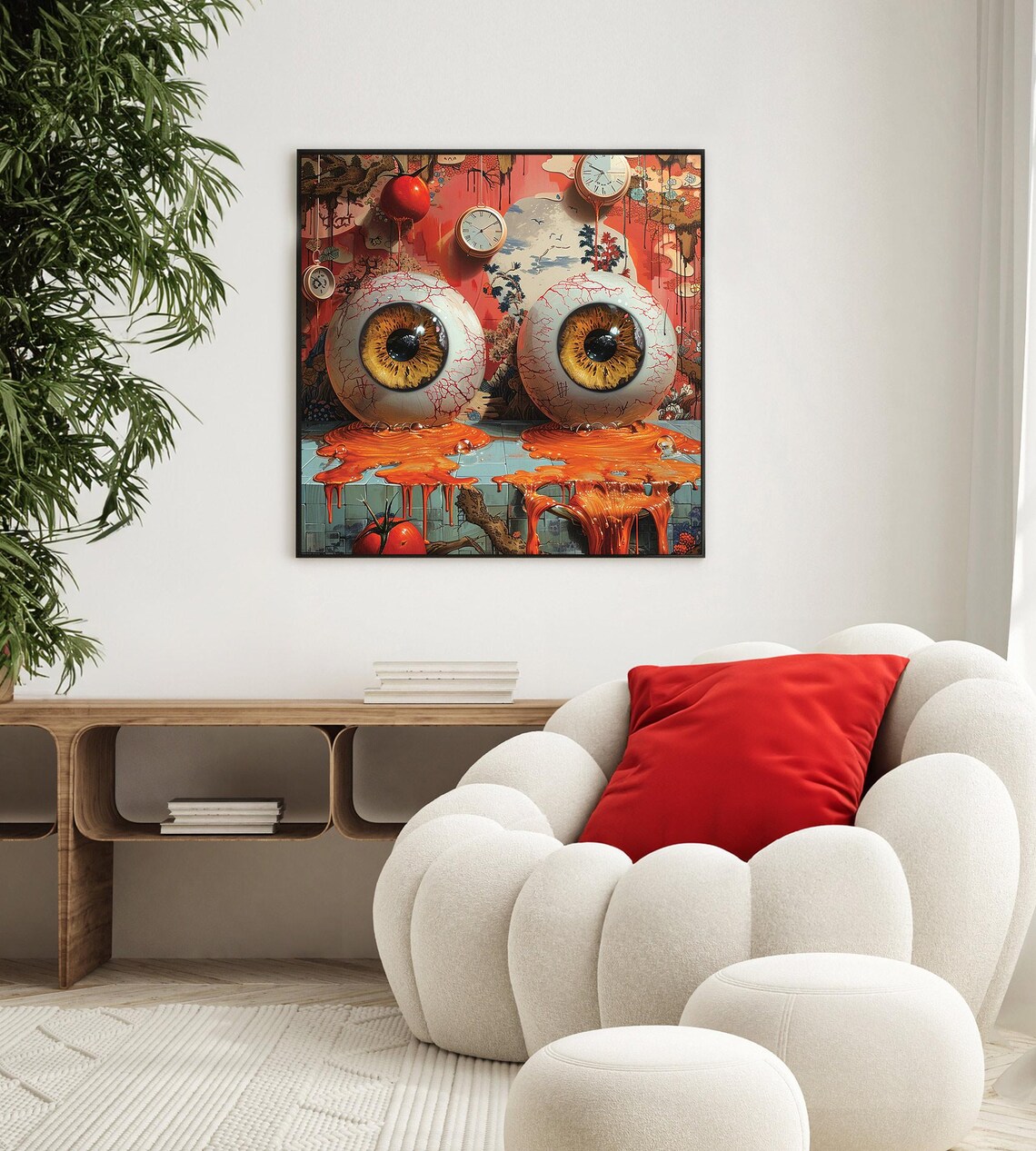 Surreal Giant Eyeballs Melting Clocks Weird Dream Art Poster - Image 2