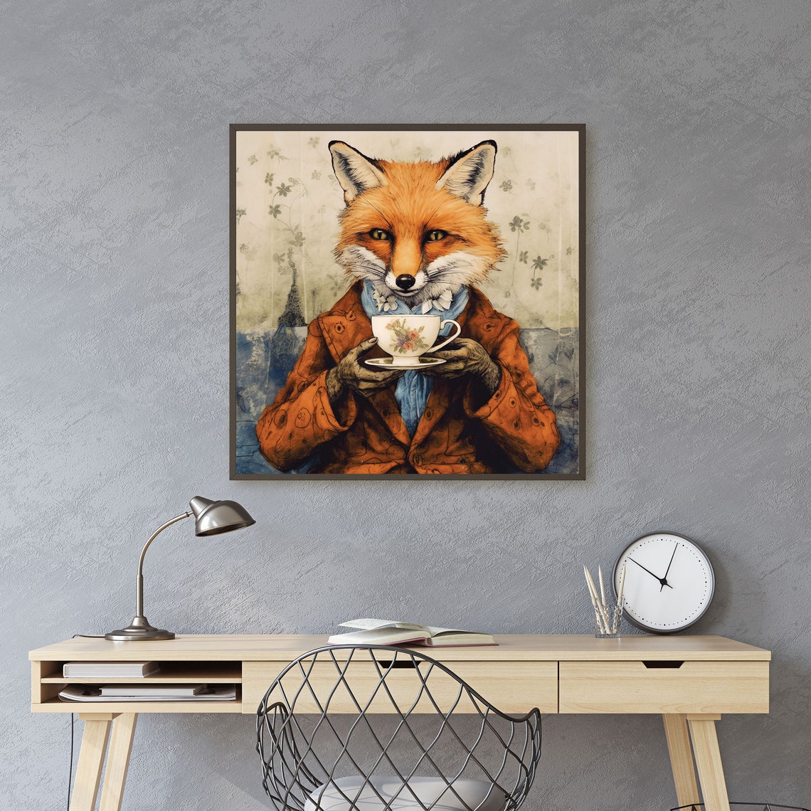 Gentleman Fox Drinking Tea Vintage British Afternoon Tea Art Print - Image 4