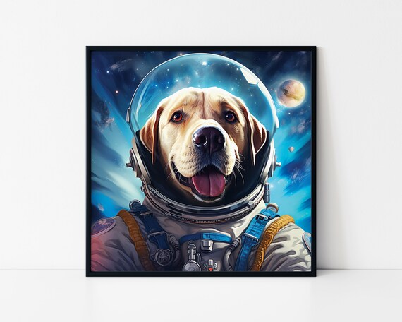 Astronaut Labrador Space Suit Happy Dog Cosmic Adventure Poster