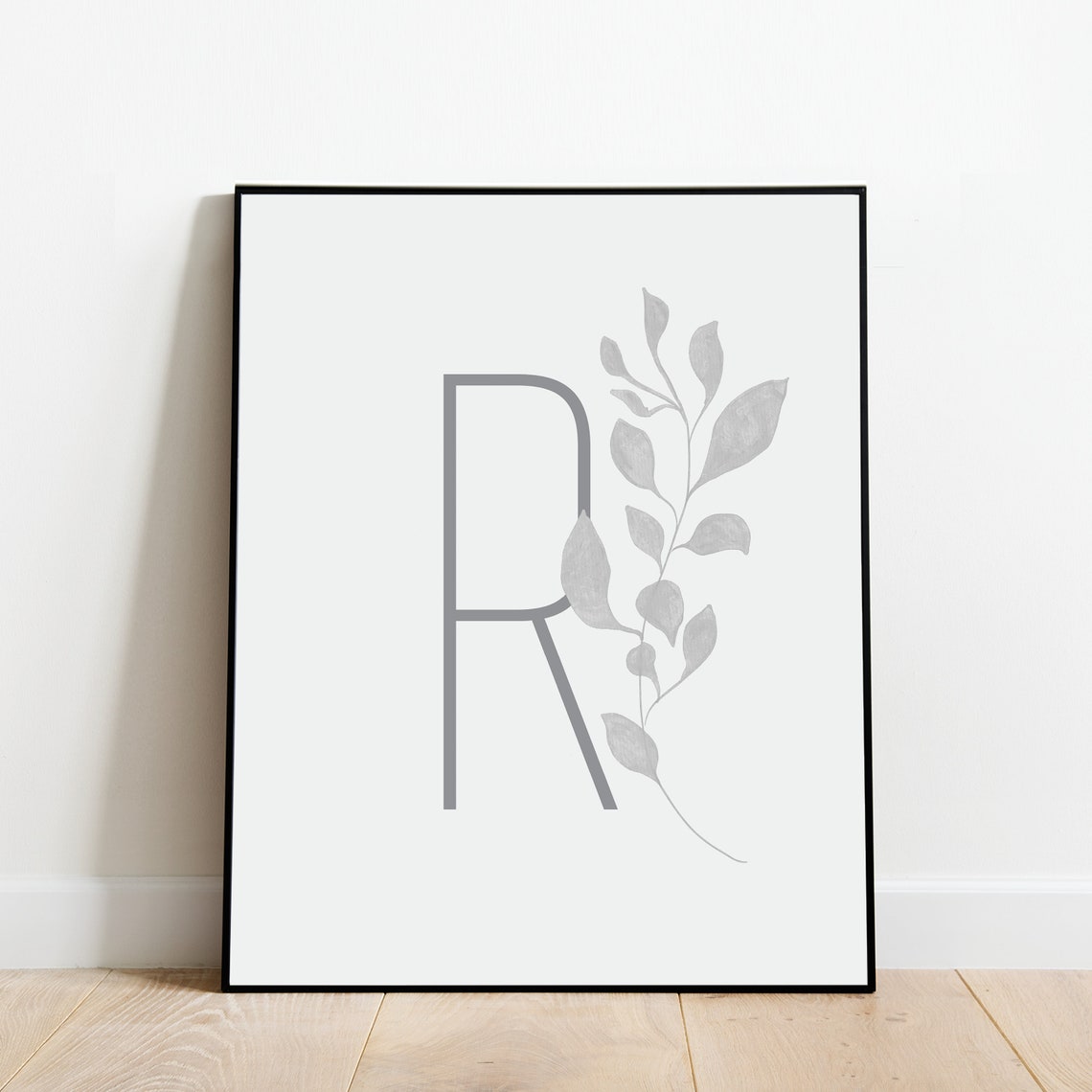 Letter R Botanical Branch Oversized Monogram Minimalist Poster - Image 3