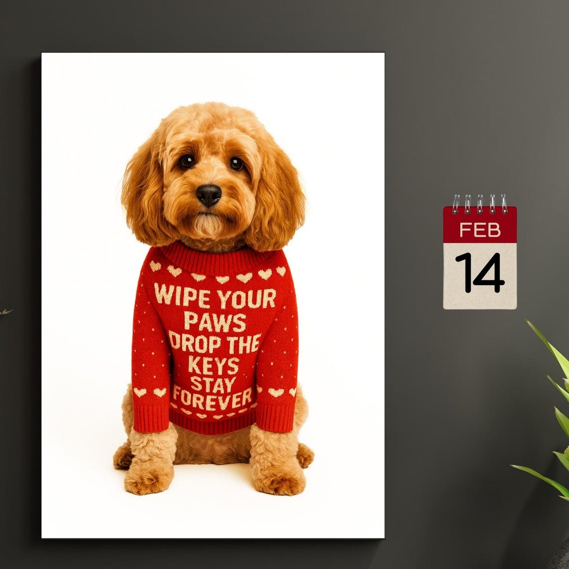 Cavapoo Funny Valentines Sweater Wipe Your Paws Stay Forever Poster