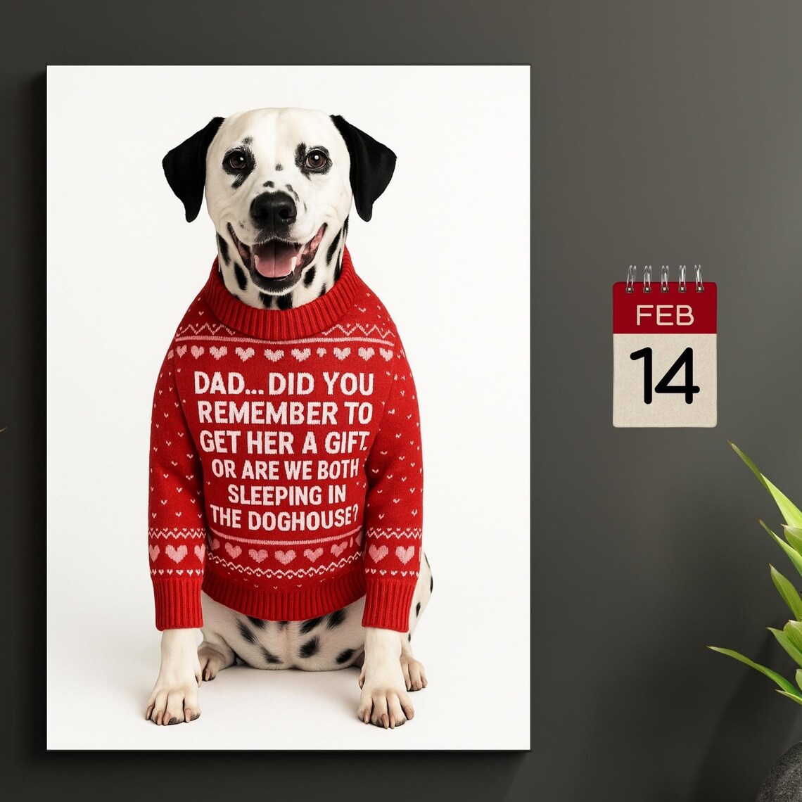 Funny Dog Valentine, Dalmatian Art Print