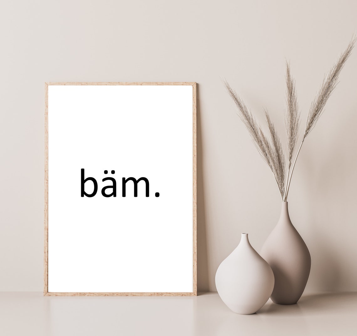 Bam German Interjection Minimalist Word Typography Quote Poster