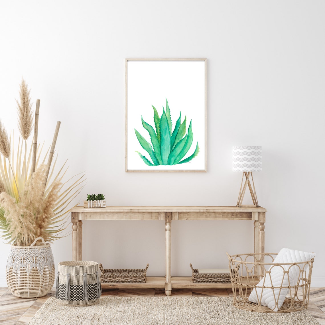 Aloe Vera Green Watercolor Botanical Succulent Plant Wall Poster