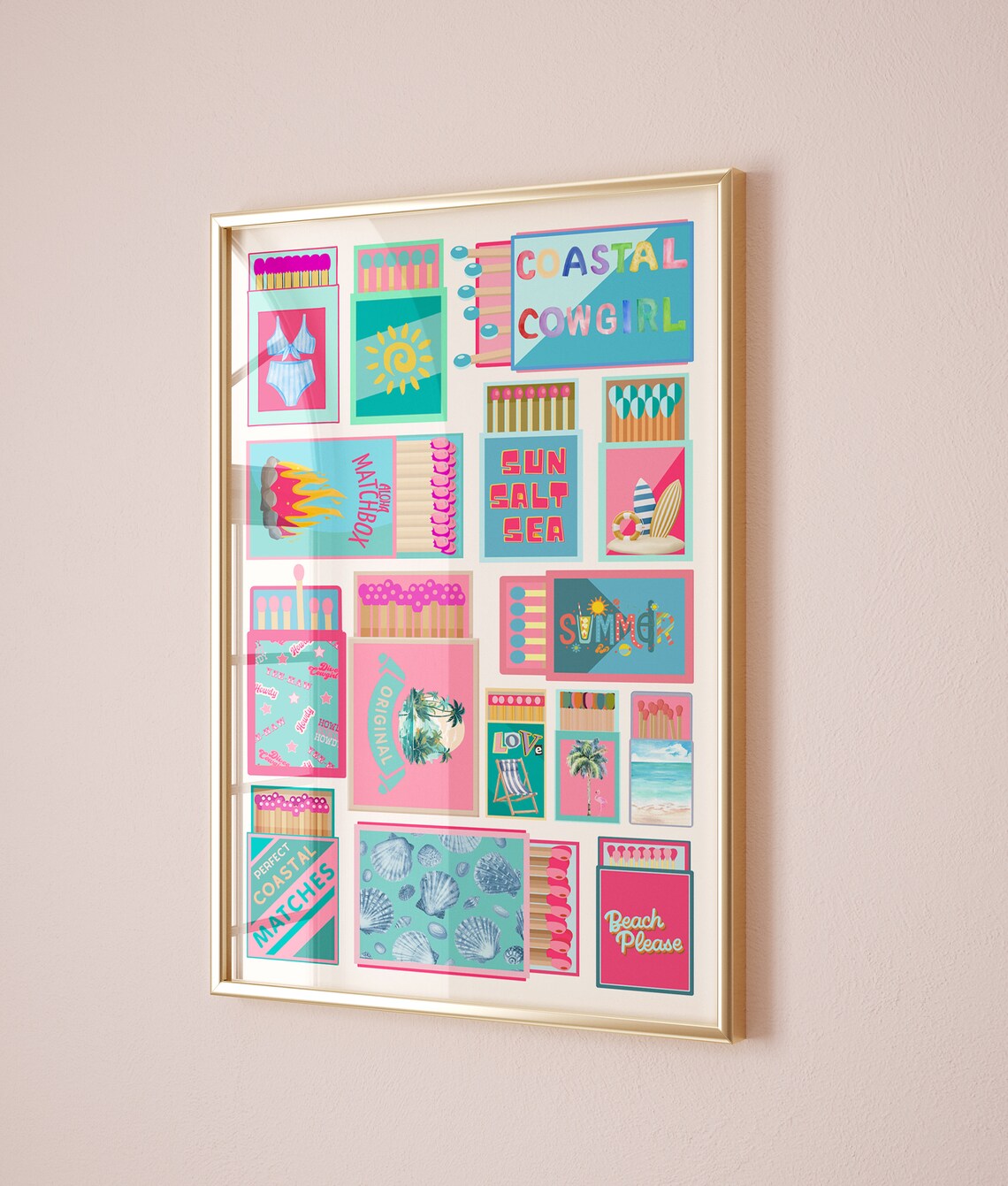 Coastal Cowgirl Matchbox Collage Sun Salt Sea Retro Wall Poster - Image 3
