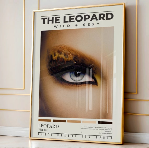 Leopard Wall Art Leopard Definition Print Preppy Girly Above Bed Bedroom Wall Decor Aesthetic Trendy Chic Make Up Photography Poster