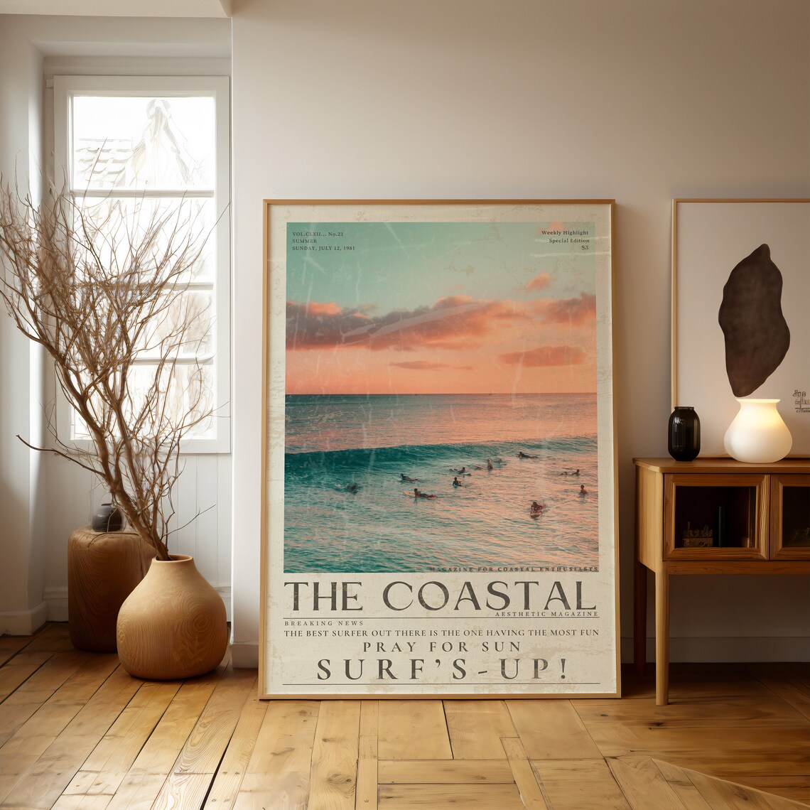 The Coastal Surfs Up Vintage Surf Poster - Image 2