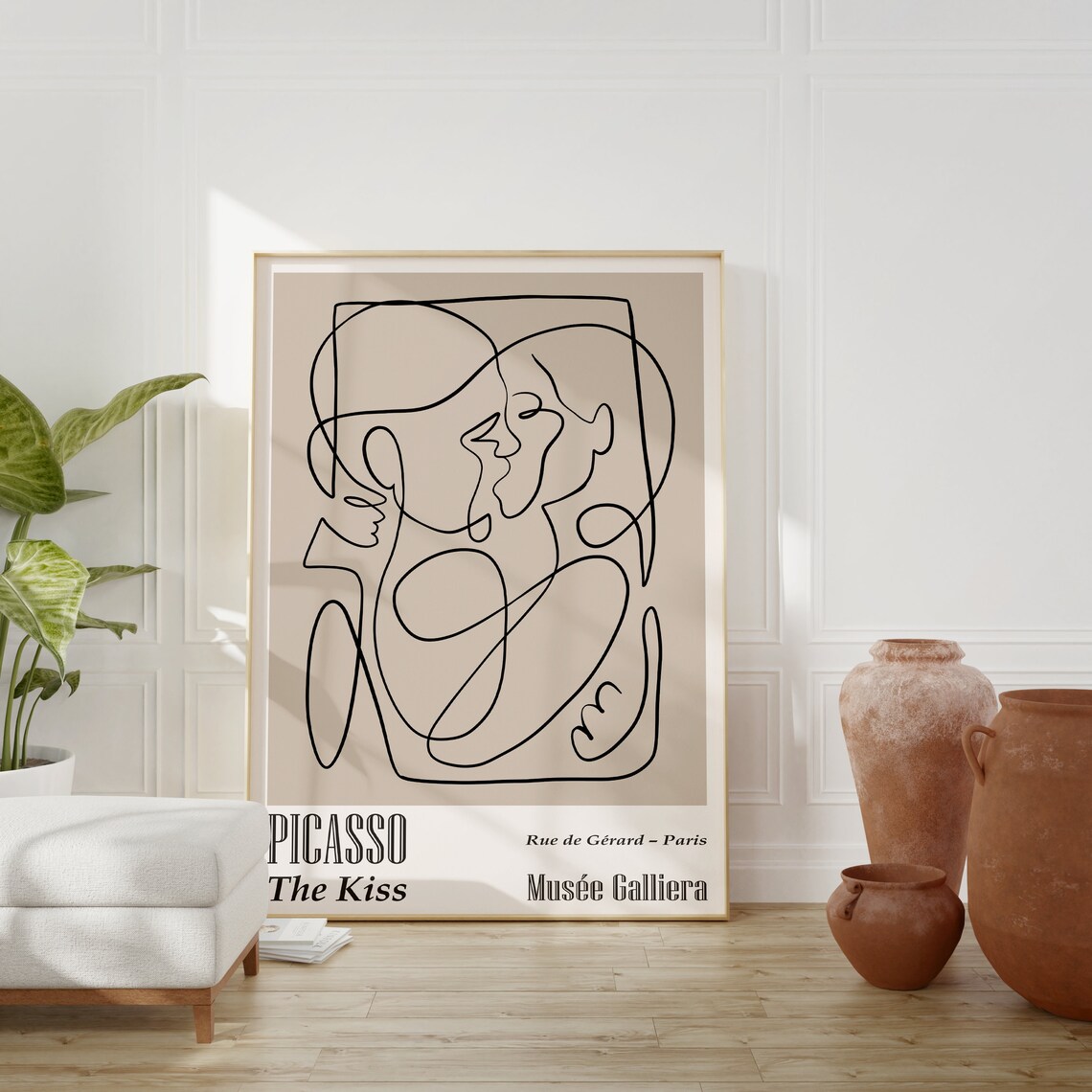 Picasso Line Drawing The Kiss, Minimalist Art Print - Image 2