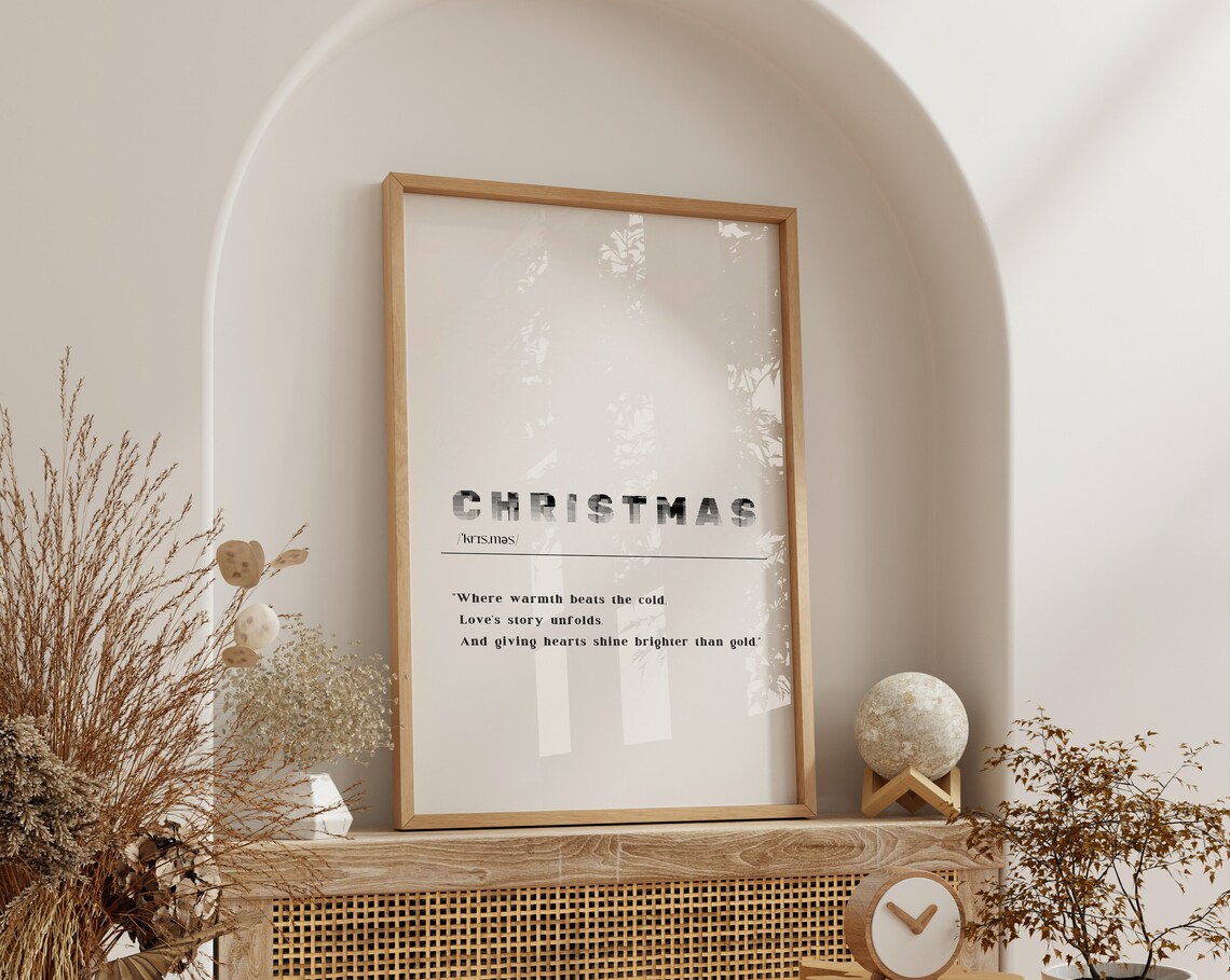 Christmas Definition Print Minimalist White Black Rule Heartfelt Quote Decor - Image 3