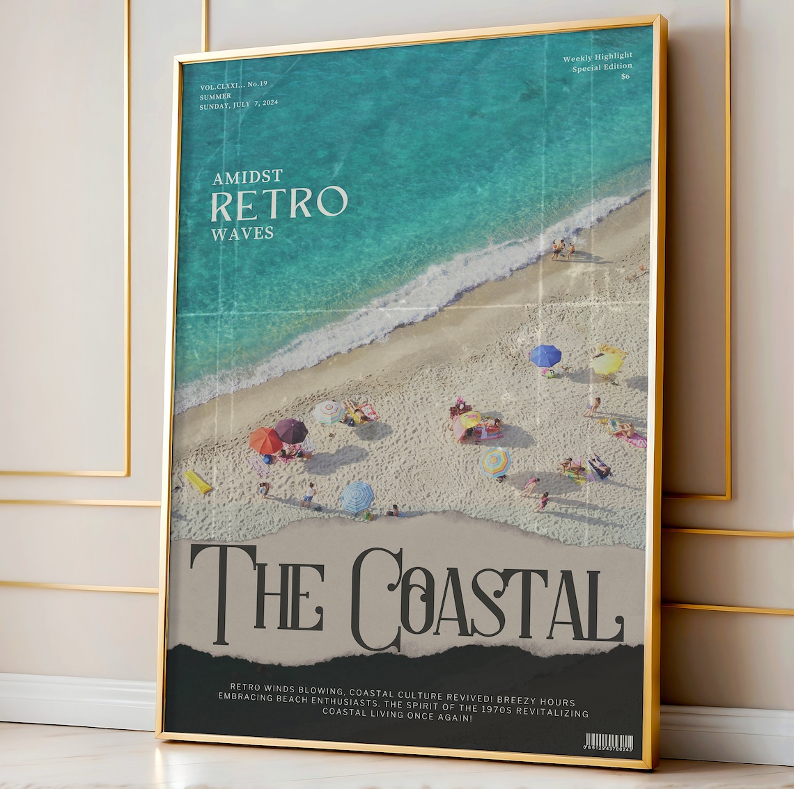 The Coastal Amidst Retro Waves Aerial Beach Umbrellas Poster