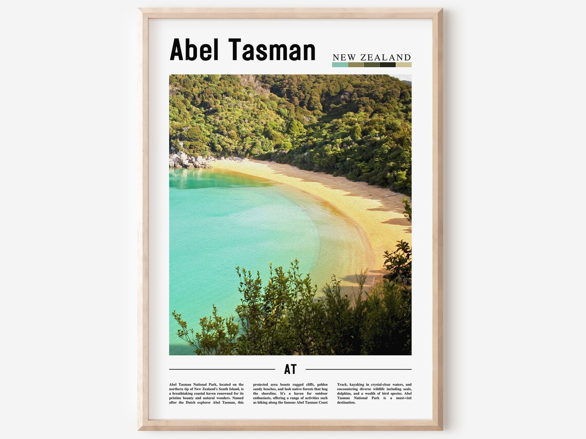 Abel Tasman Poster Abel Tasman Print Abel Tasman Wall Art Minimal Travel Print Travel Destination Oil Painting Poster
