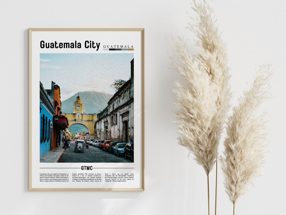 Guatemala City Poster Guatemala City Print Guatemala City Wall Art Central America Poster Central America Print Travel Poster - Image 4