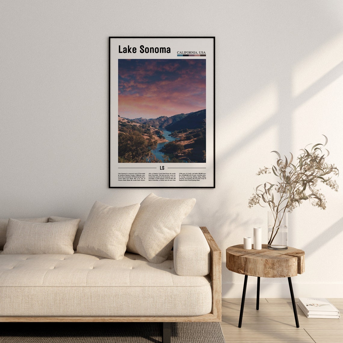 Lake Sonoma Print Lake Sonoma Poster Lake Sonoma Wall Art Minimal Travel Print Minimal City Poster Travel Destination Oil Painting Poster - Image 2