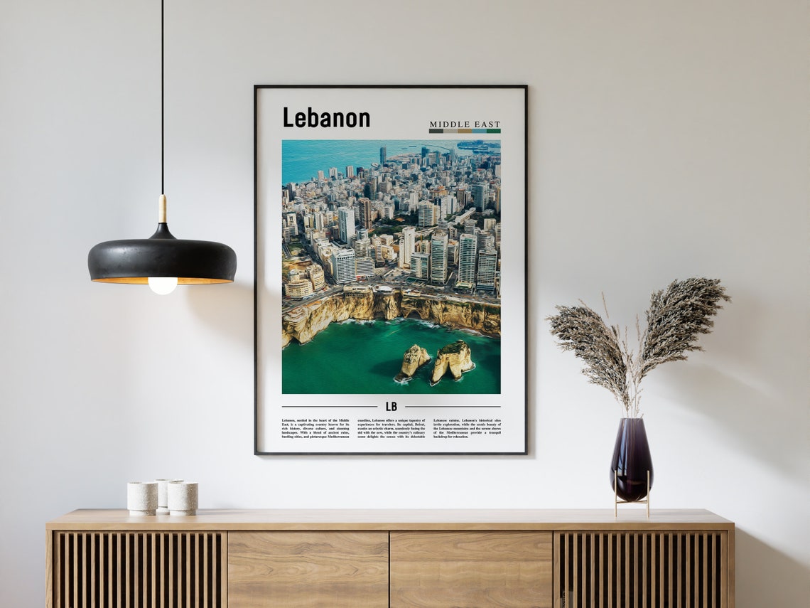 Lebanon Poster Lebanon Print Lebanon Wall Art Minimal Travel Print Travel Destination Oil Painting Poster - Image 4