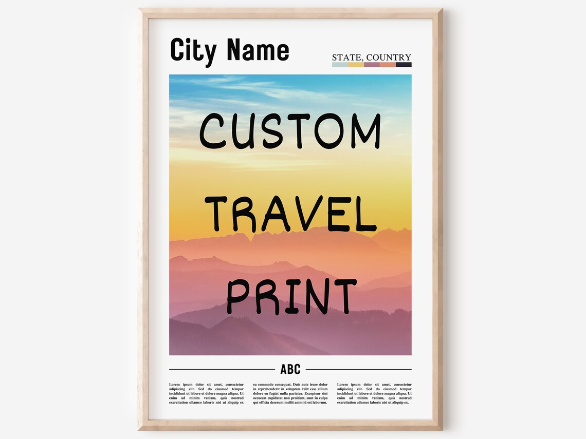 Custom City Travel Poster, Personalized Place