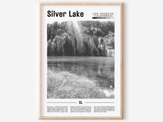 Silver Lake, Black And White Travel Poster