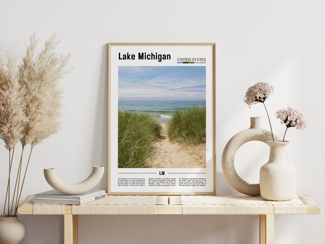 Lake Michigan Minimal Travel Art Print - Image 6