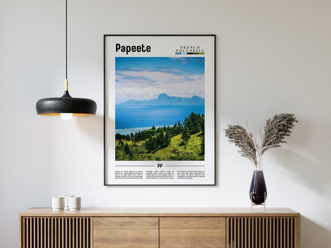 Papeete Poster Papeete Print Papeete Wall Art Minimal Travel Print Travel Destination Oil Painting Poster - Image 4