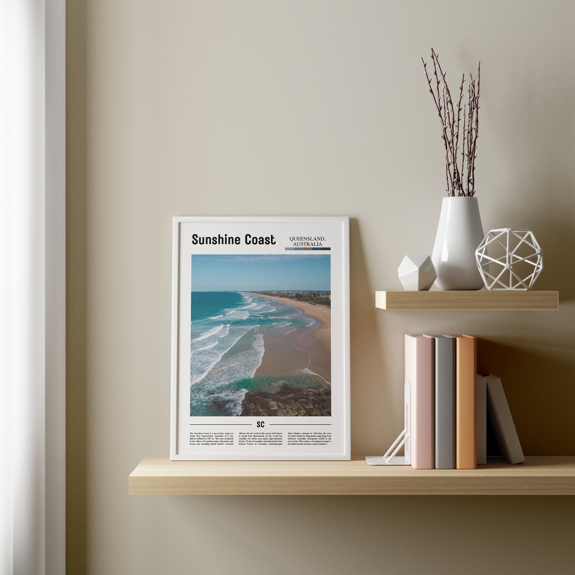 Sunshine Coast Print Sunshine Coast Poster Sunshine Coast Wall Art Minimal Travel Print Minimal City Poster Travel Oil Painting Poster - Image 3
