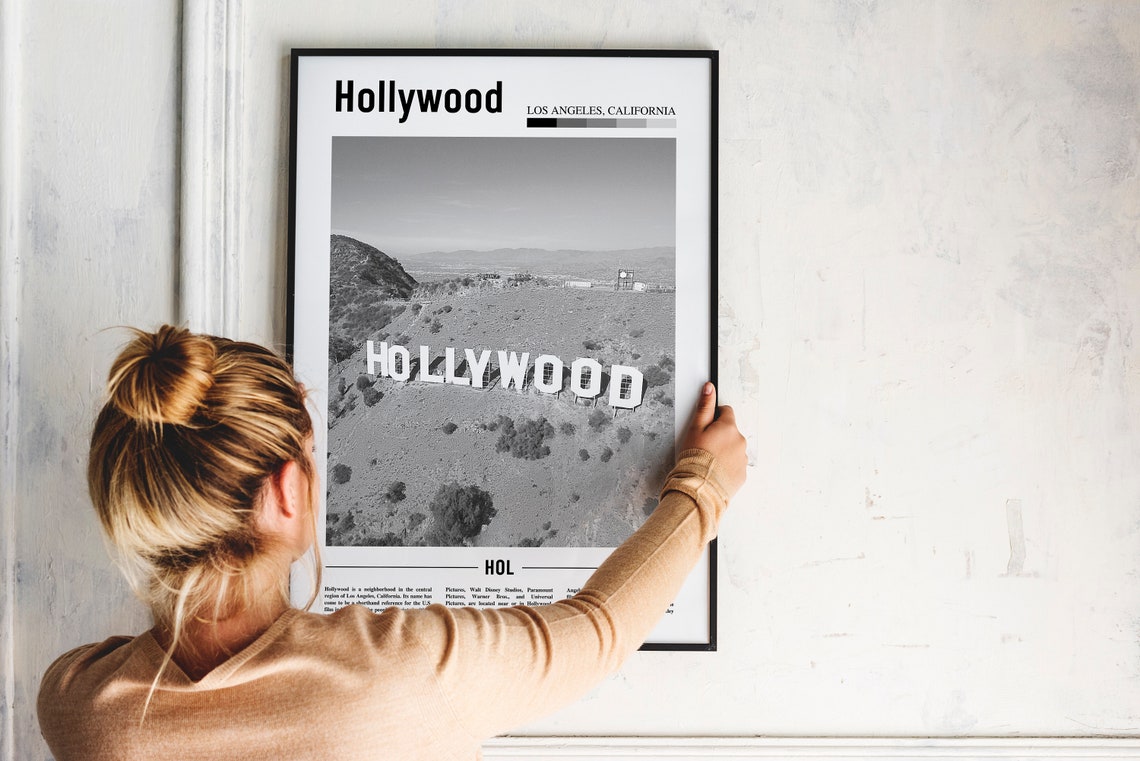 Hollywood Print Black And White Hollywood Poster Hollywood Wall Art Travel Poster City Artwork Travel Artwork Travel Wall Art City Print - Image 4