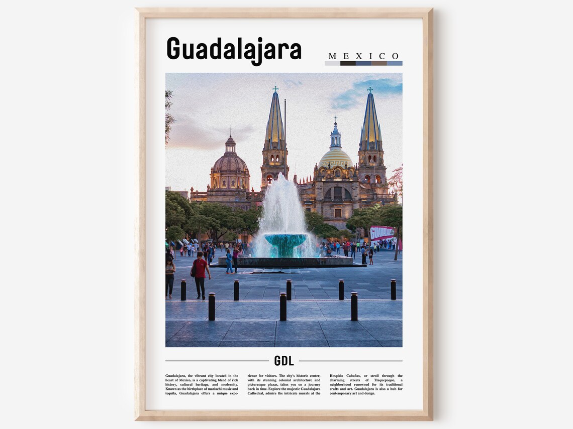 Guadalajara Minimal Travel Poster, Oil Painting