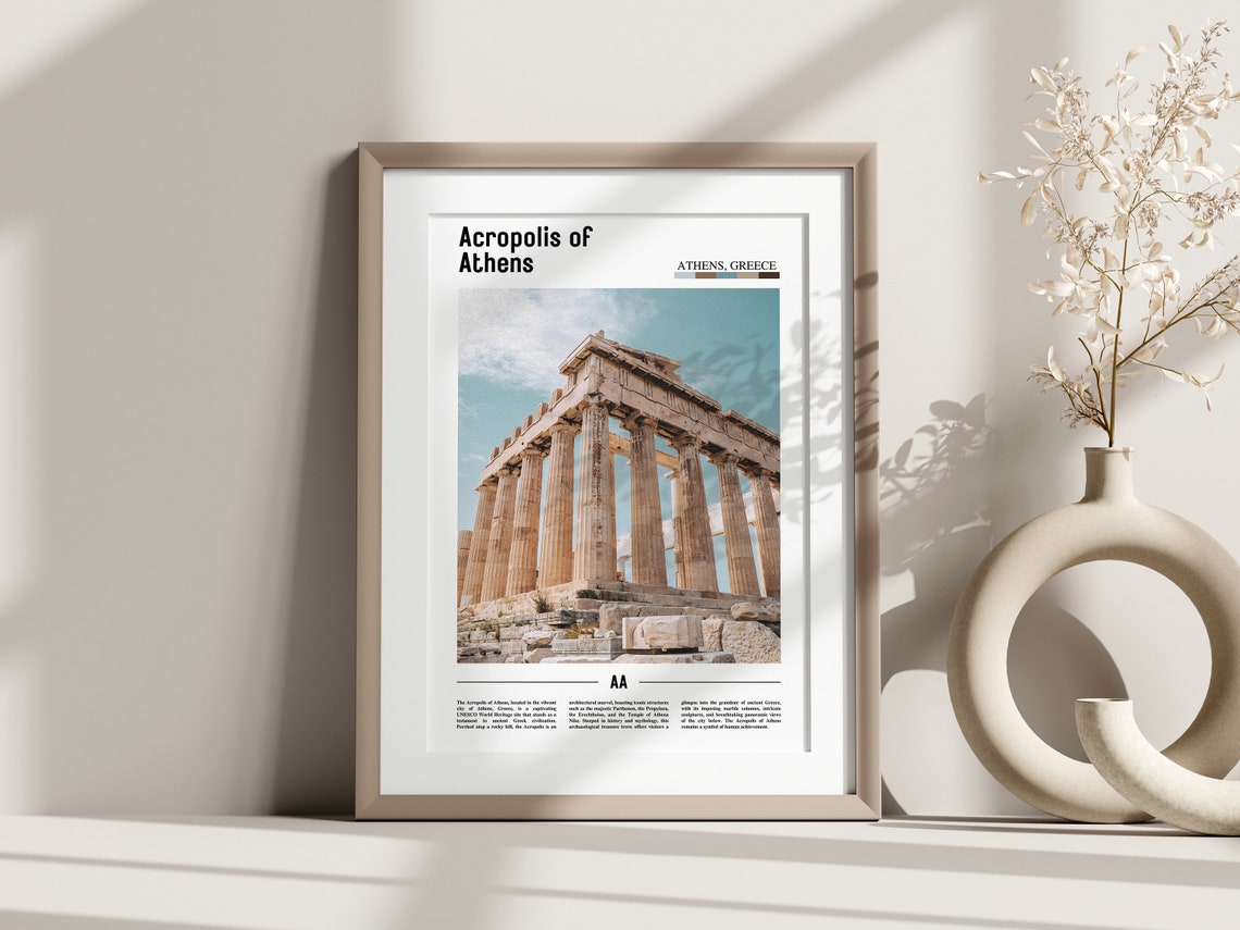 Acropolis Of Athens Poster Acropolis Of Athens Print Acropolis Of Athens Wall Art Minimal Travel Print Oil Painting Poster - Image 3
