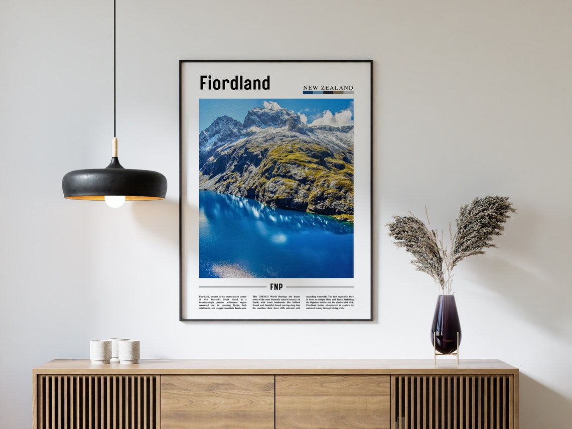 Fiordland Poster Fiordland Print Fiordland Wall Art Minimal Travel Print Travel Destination Oil Painting Poster - Image 4