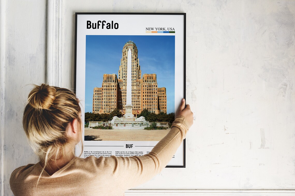 Buffalo Oil Painting Poster, Colorful City Artwork - Image 4