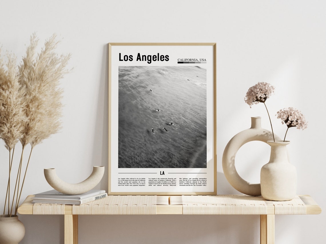 Los Angeles Poster Black And White Los Angeles Print Black And White Los Angeles Wall Art Minimal Travel Print Travel Poster - Image 6