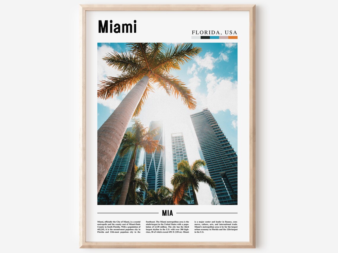 Miami Travel Poster, Colorful City Artwork