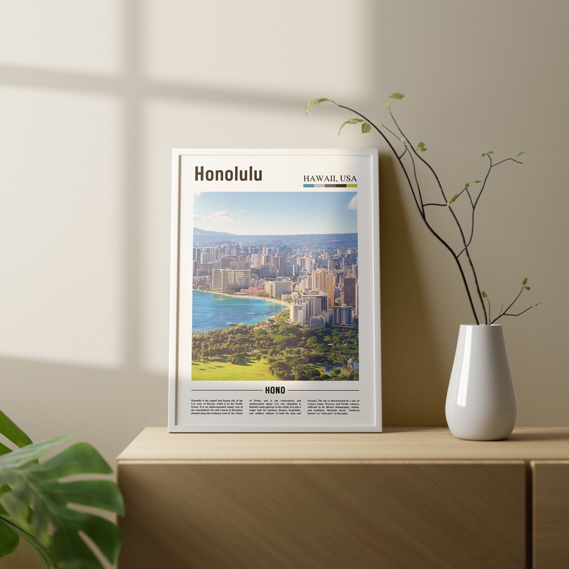 Honolulu Travel Poster, Colorful City Artwork - Image 2