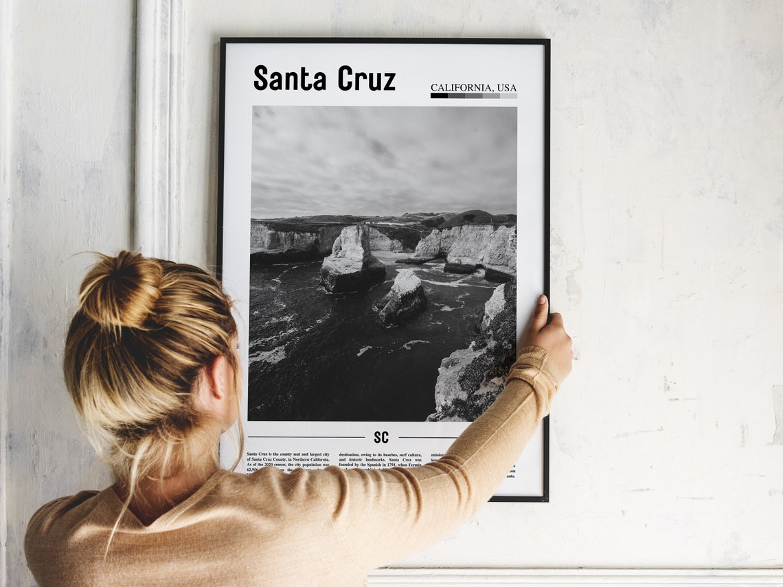 Santa Cruz Poster Black And White Santa Cruz Print Black And White Santa Cruz Wall Art Minimal Travel Print Travel Poster - Image 5