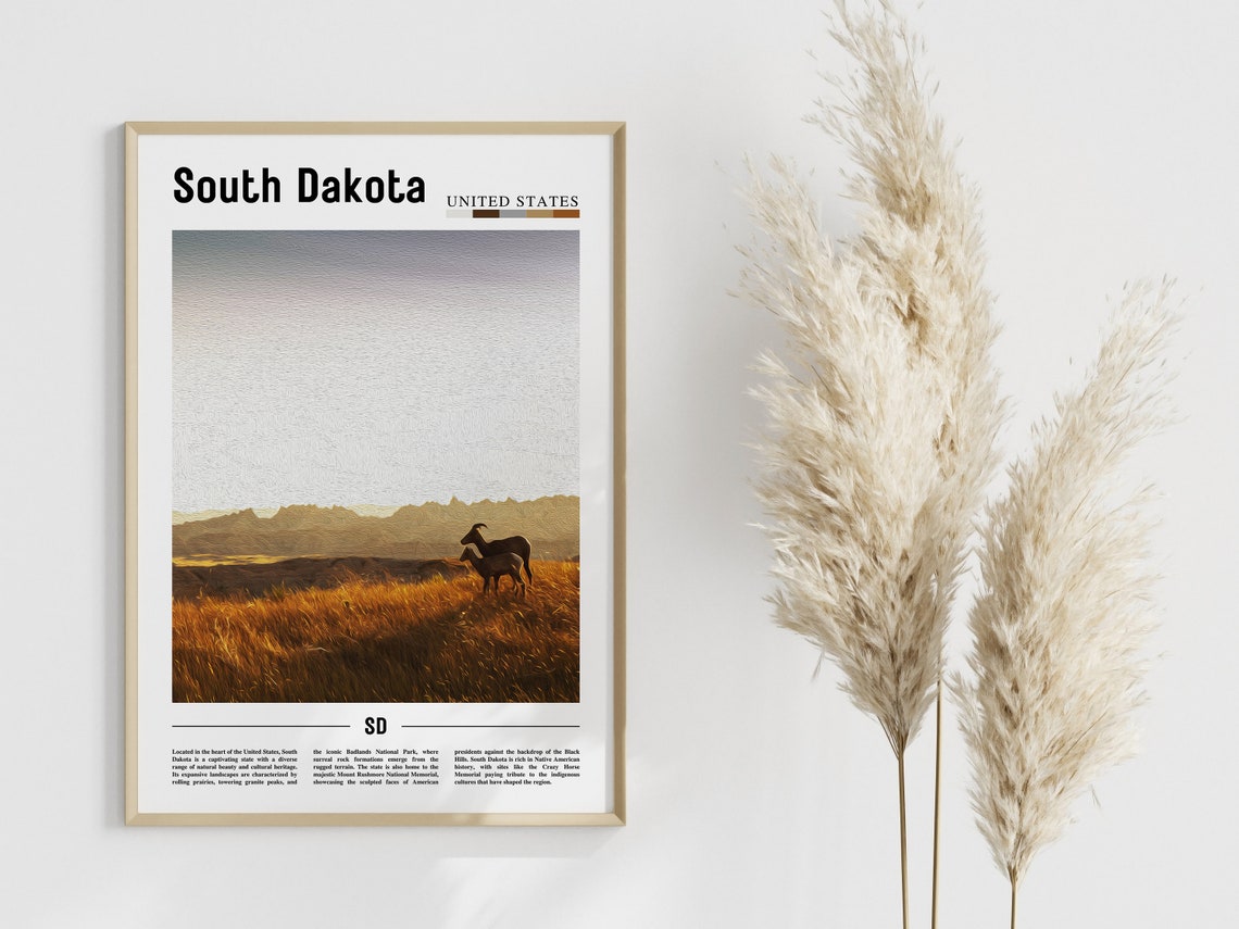 South Dakota Poster South Dakota Print South Dakota Wall Art United States Photo United States Poster United States Print - Image 4