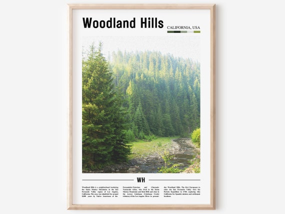 Woodland Hills Print Woodland Hills Poster Woodland Hills Wall Art Oil Painting Poster Colorful City Print City Artwork Travel Artwork