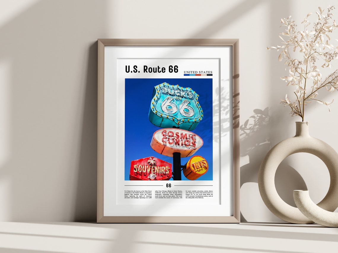 Us Route 66 Poster Us Route 66 Print Us Route 66 Wall Art United States Photo United States Poster United States Print - Image 3