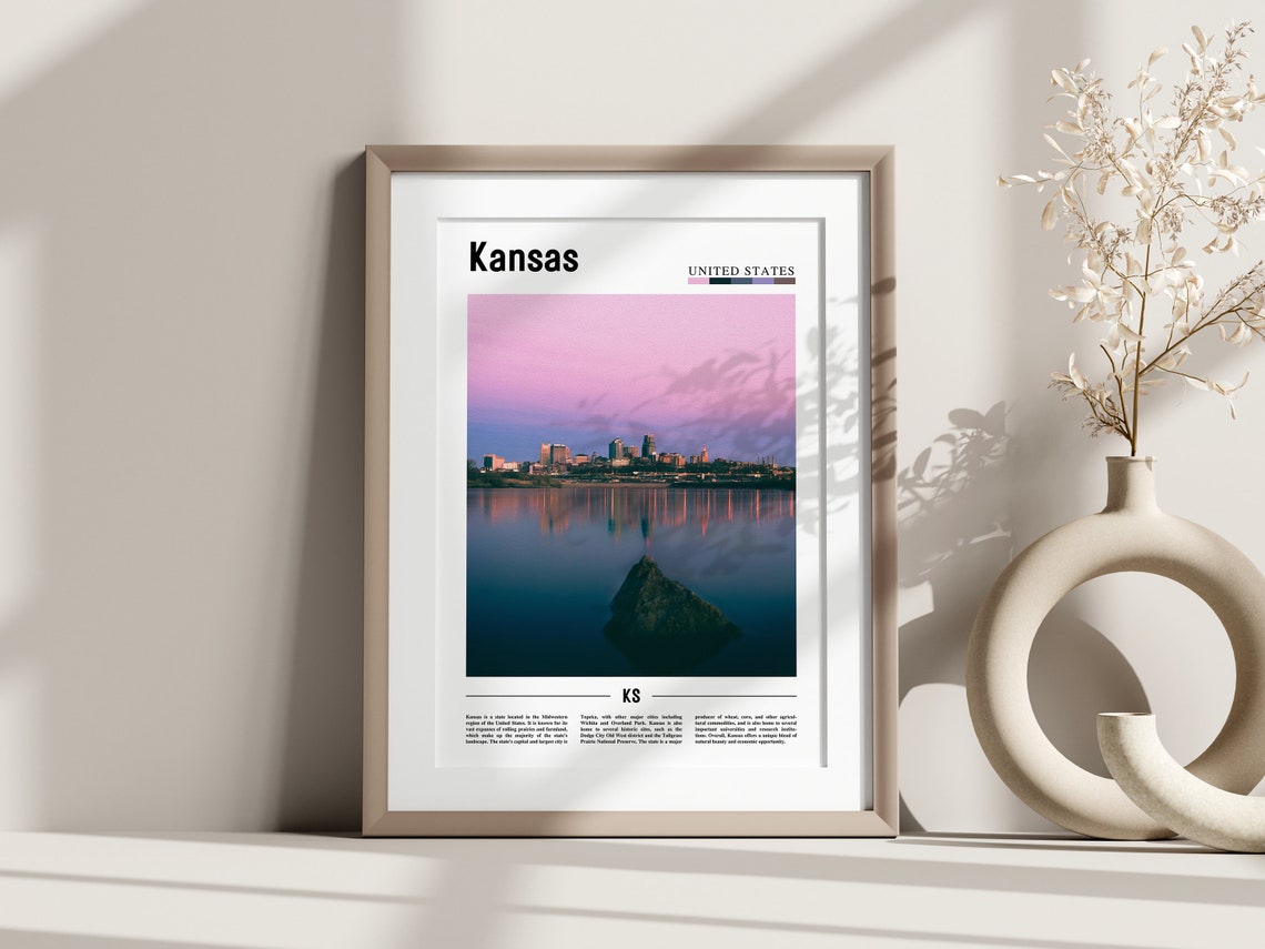 Kansas Poster Kansas Print Kansas Wall Art United States Photo United States Poster United States Print - Image 2