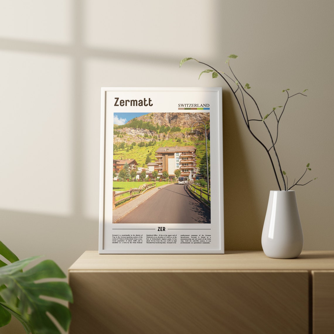 Zermatt Print Zermatt Poster Zermatt Wall Art Oil Painting Poster Colorful City Print City Artwork Travel Artwork Travel Wall Art - Image 2