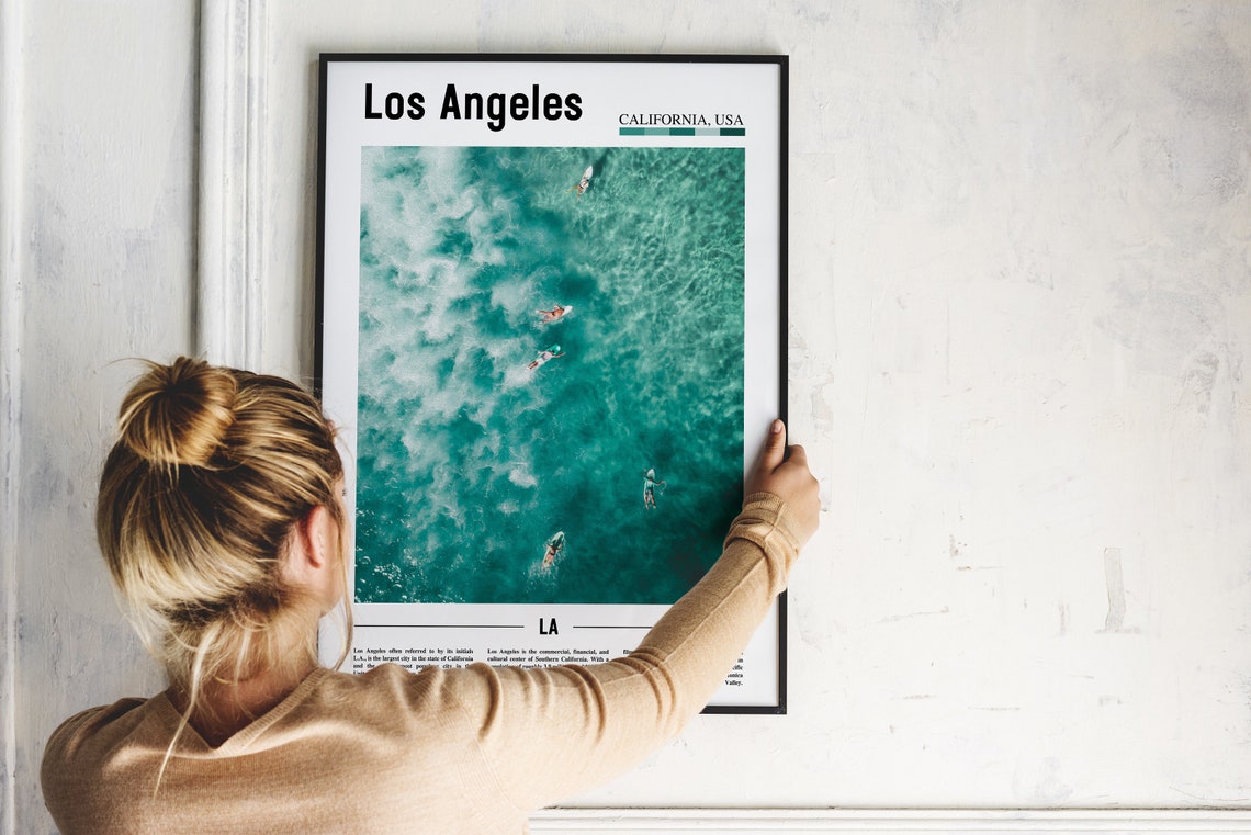 Los Angeles Print Los Angeles Poster Los Angeles Wall Art Minimal Travel Print Minimal City Poster Oil Painting Poster - Image 5