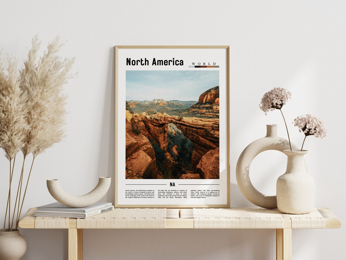North America Minimal Travel Poster, Oil Painting - Image 6