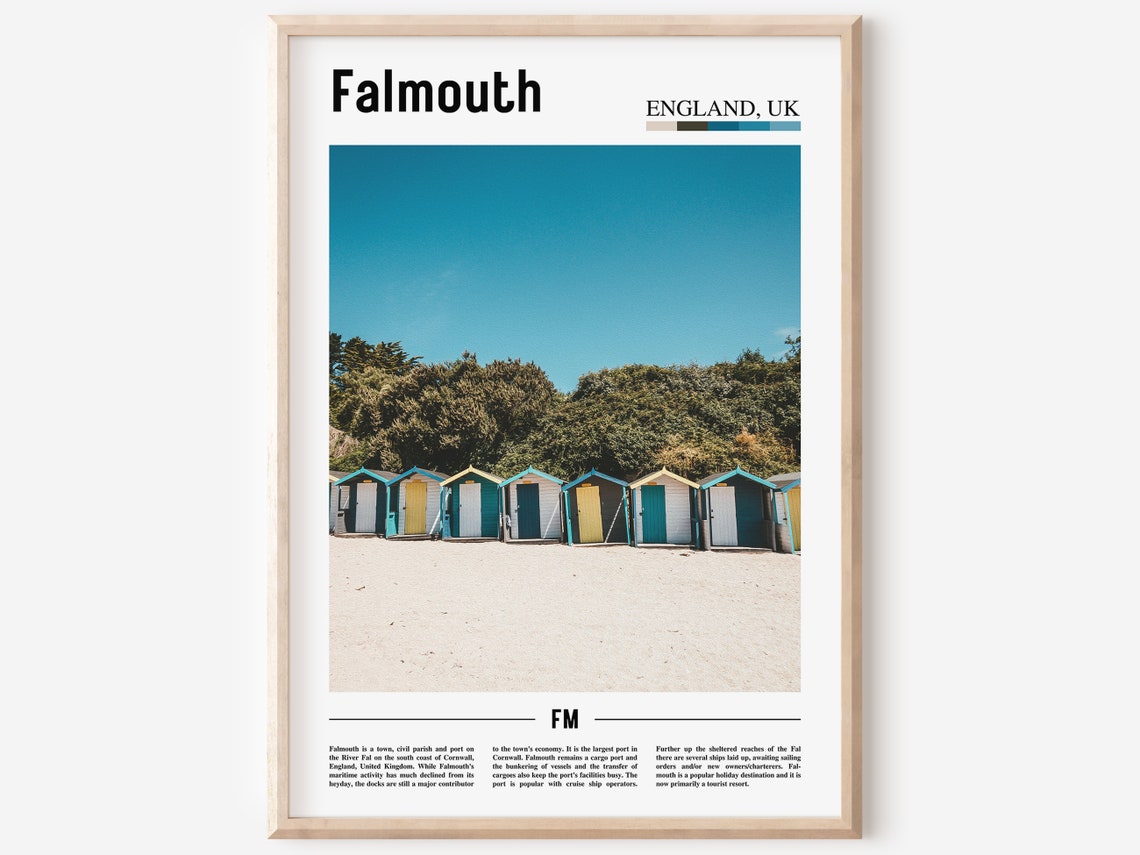 Falmouth Print Falmouth Poster Falmouth Wall Art Minimal Travel Print Minimal City Poster Travel Destination Print Oil Painting Poster