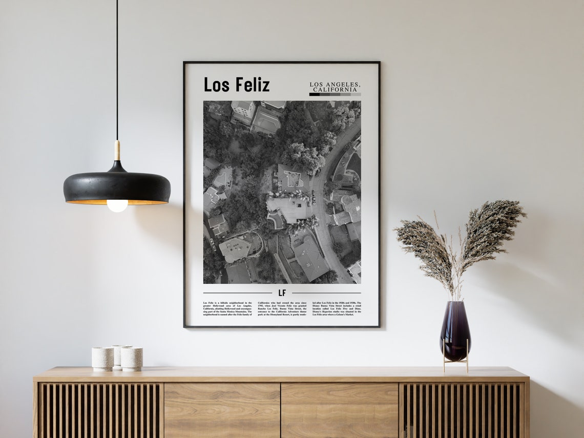 Los Feliz Poster Black And White Los Feliz Print Black And White Los Feliz Wall Art Minimal Travel Print Travel Poster - Image 4