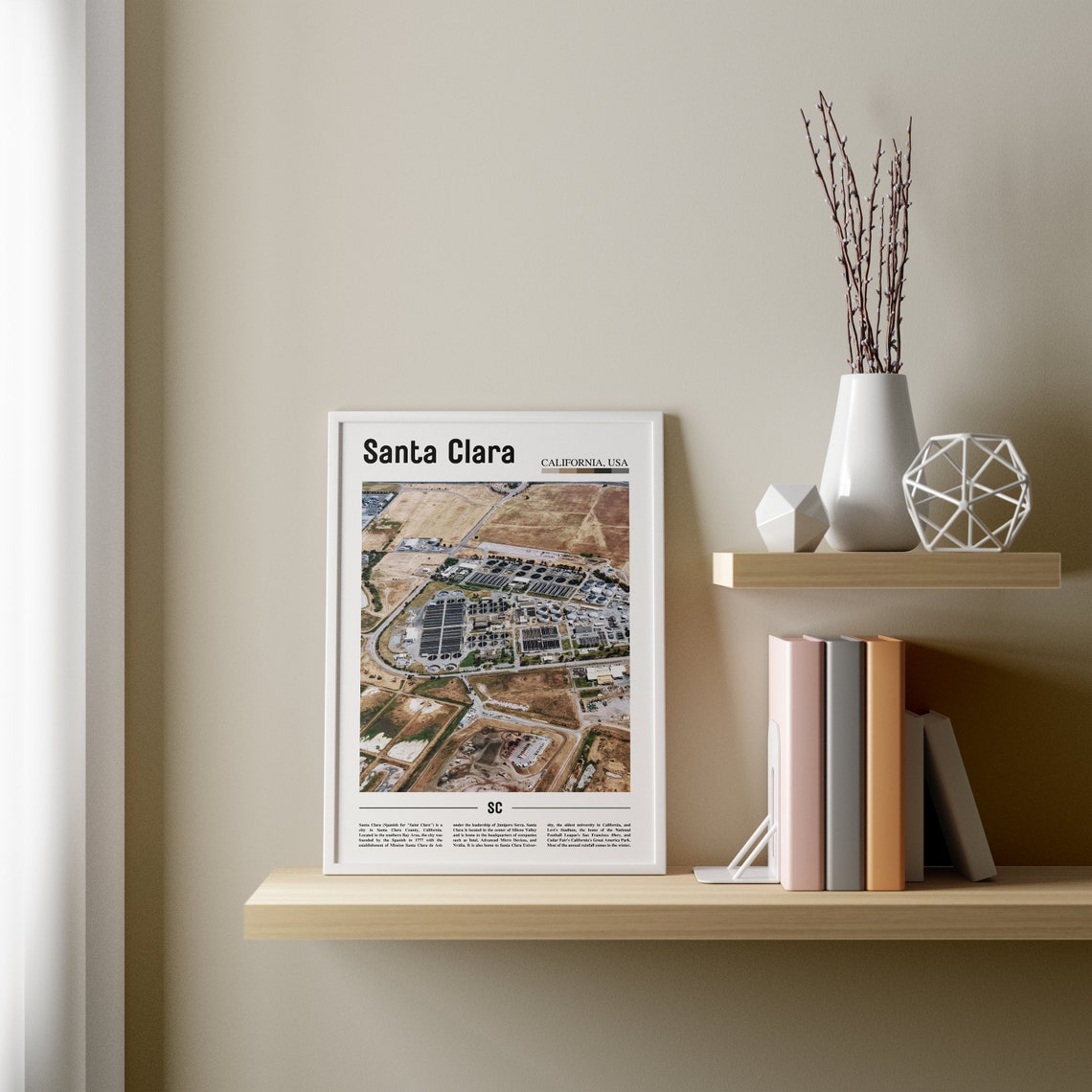 Santa Clara Print Santa Clara Poster Santa Clara Wall Art Minimal Travel Print Minimal City Poster Travel Destination Oil Painting Poster - Image 3